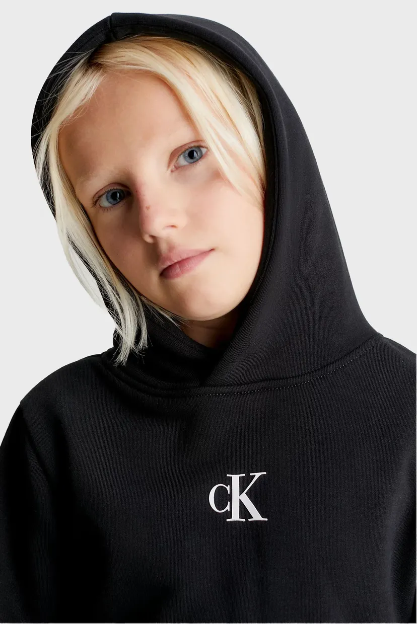 Детское черное худи CK LOGO BOXY 4