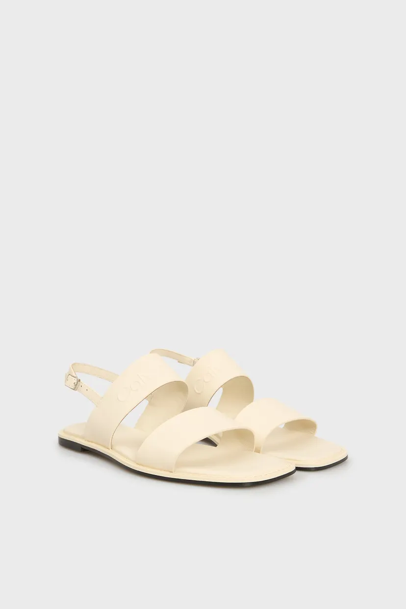 Жіночі білі шкіряні сандалі FLAT SANDAL - HE 3