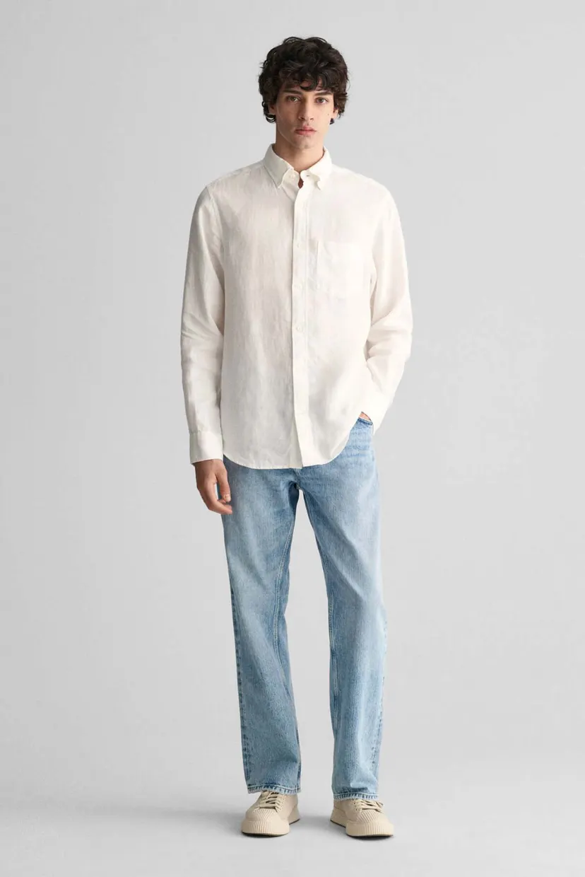 Чоловіча біла лляна сорочка REG LINEN 3