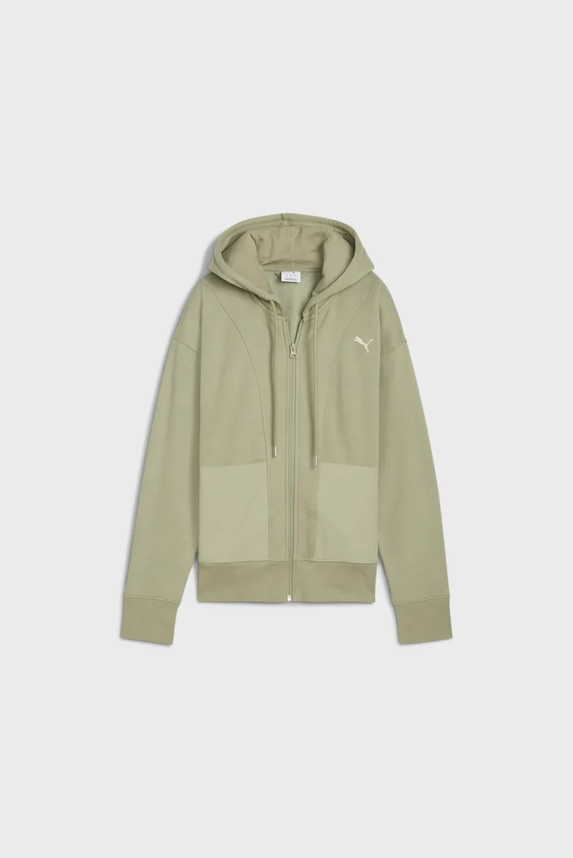 Женское оливковое худи HER Relaxed Full-Zip Hoodie Women 4