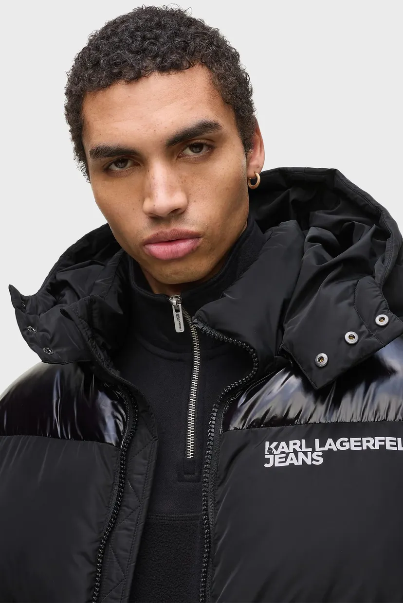 Мужская черная куртка logo puffer 5