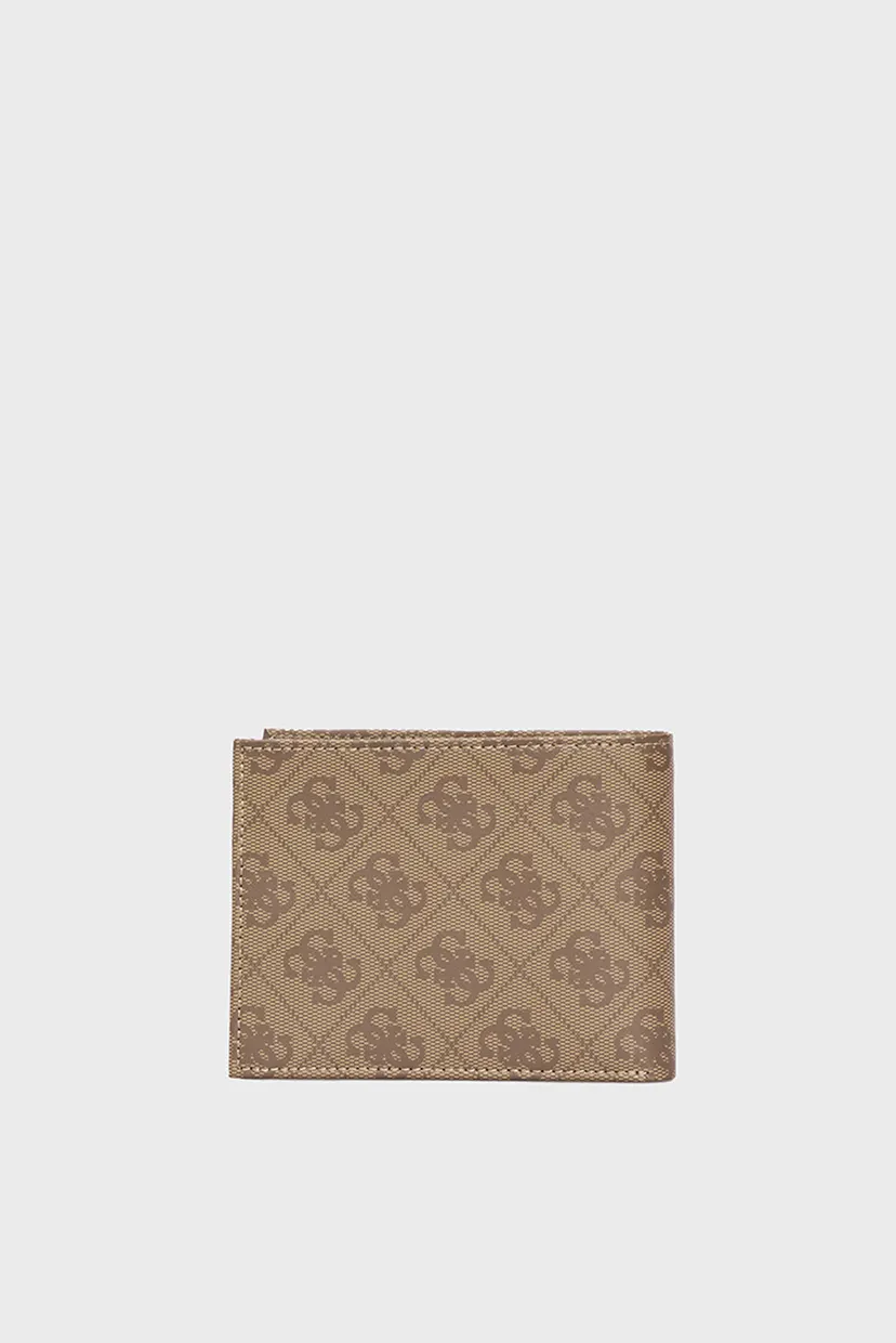 Чоловічий бежевий шкіряний гаманець з візерунком MITO BILLFOLD WITH COIN POCKET 4