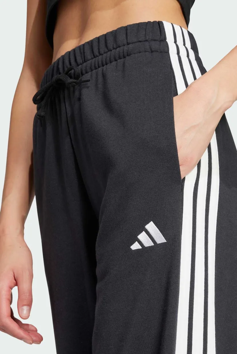 Женские черные спортивные брюки Essentials 3-Stripes Open Hem French Terry 4