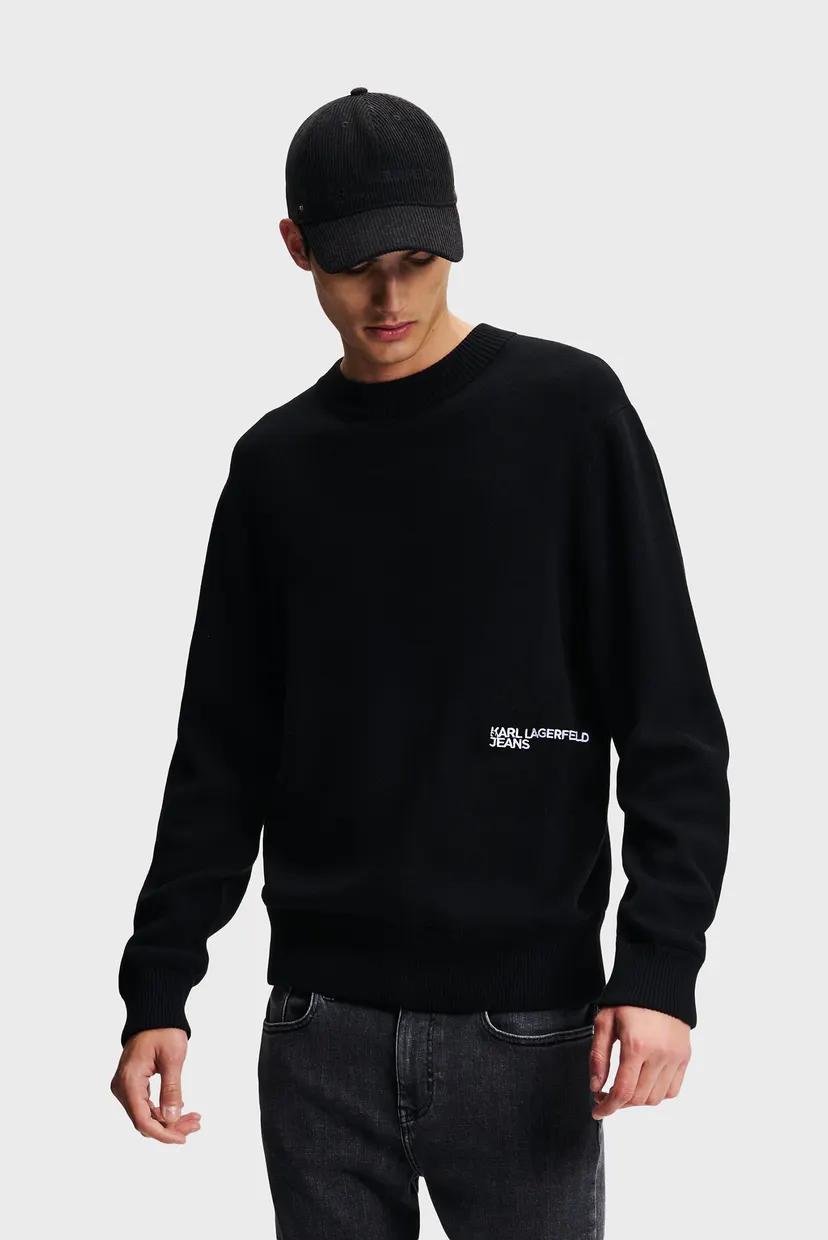 Чоловічий чорний джемпер regular monogram crew 3
