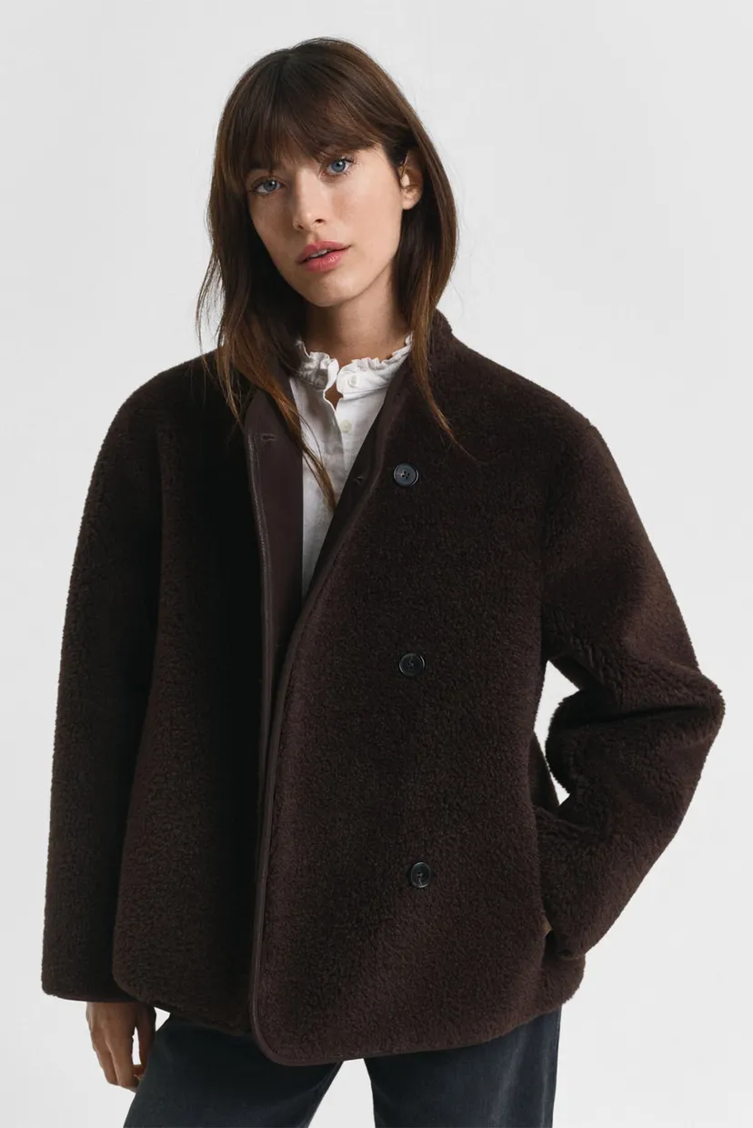 Жіноча темно-коричнева шуба FAUX SHEARLING JACKET 4