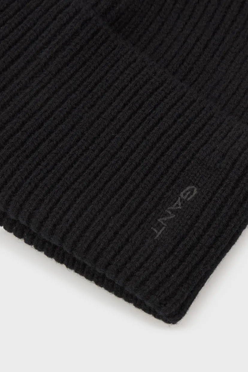 Жіноча чорна вовняна шапка RIBBED 3
