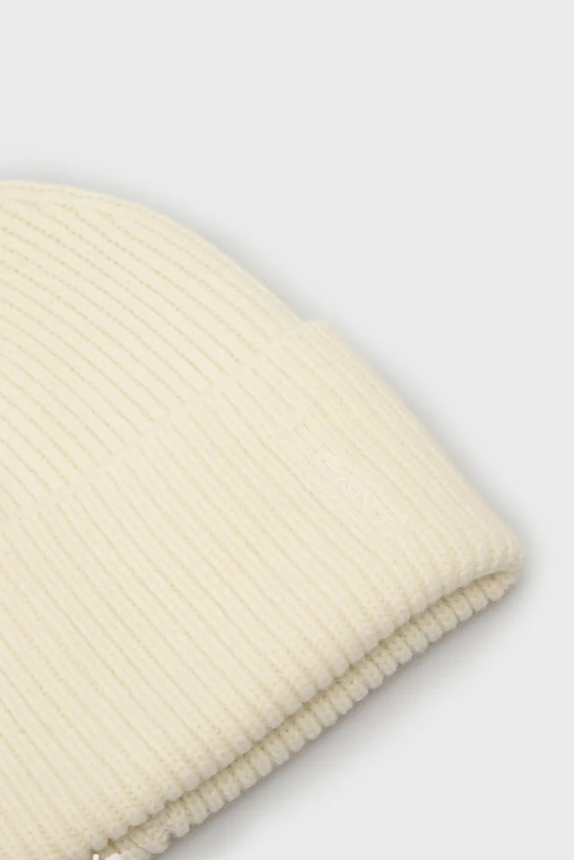 Женская белая шерстяная шапка WOOL RIBBED BEANIE 4