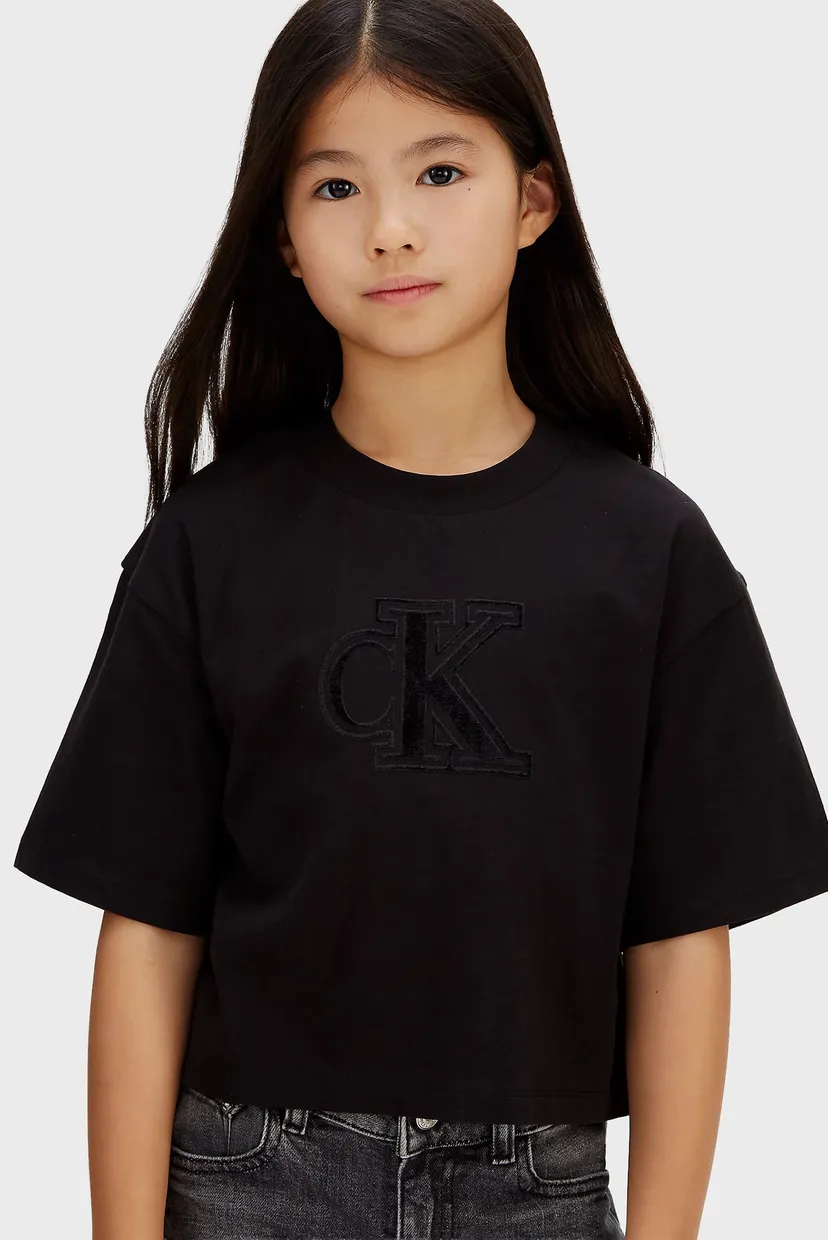 Детская черная футболка VELVET MONOGRAM 4