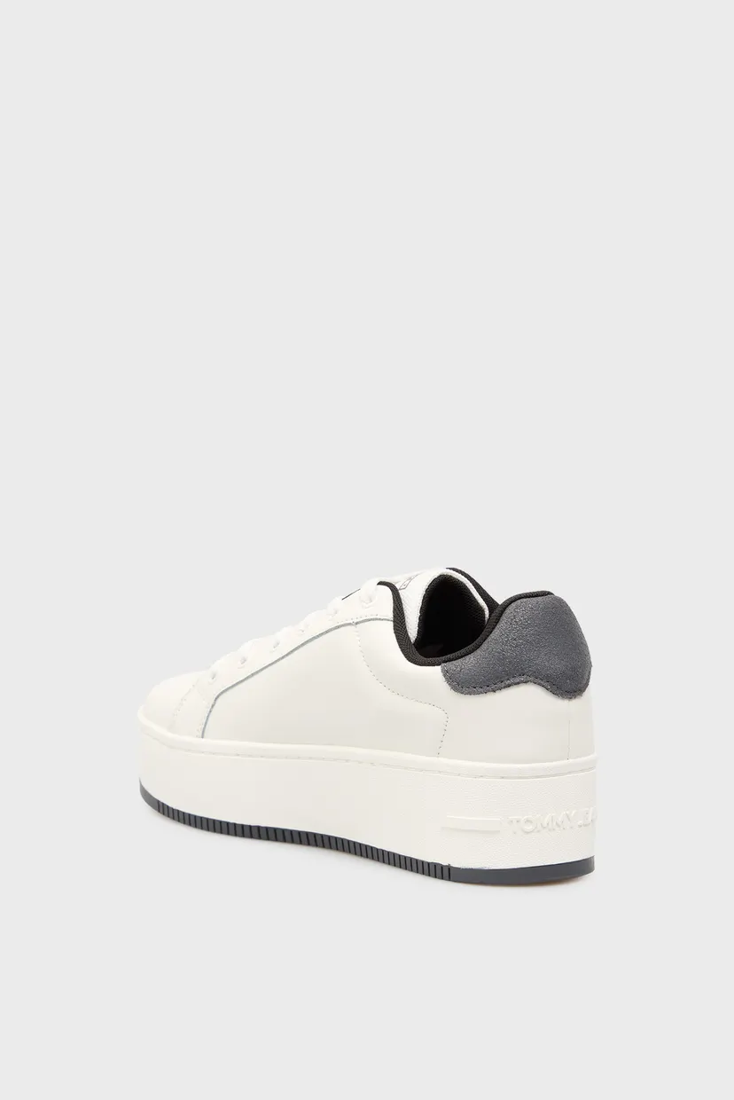 Женские белые кожаные сникерсы FLATFORM ESS 5
