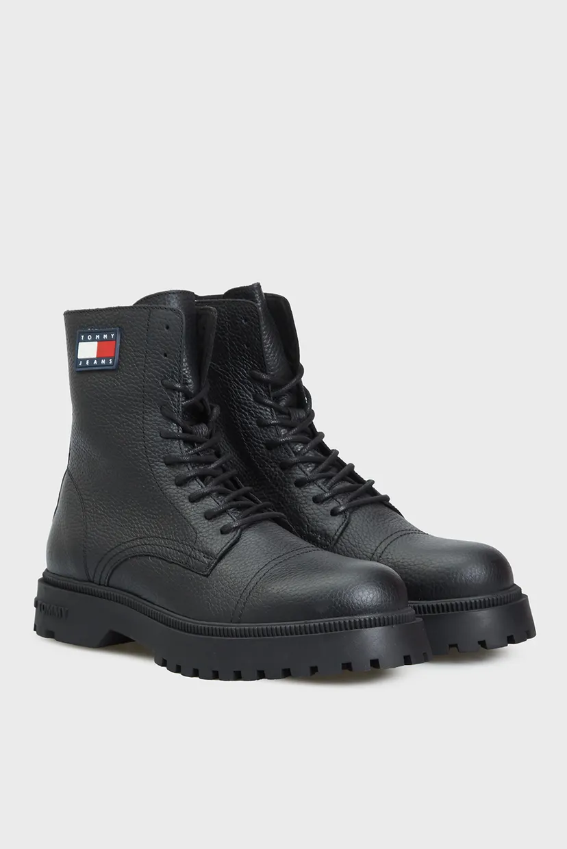 Мужские черные кожаные ботинки TJM LACE UP MID BOOT TUMBLED 3