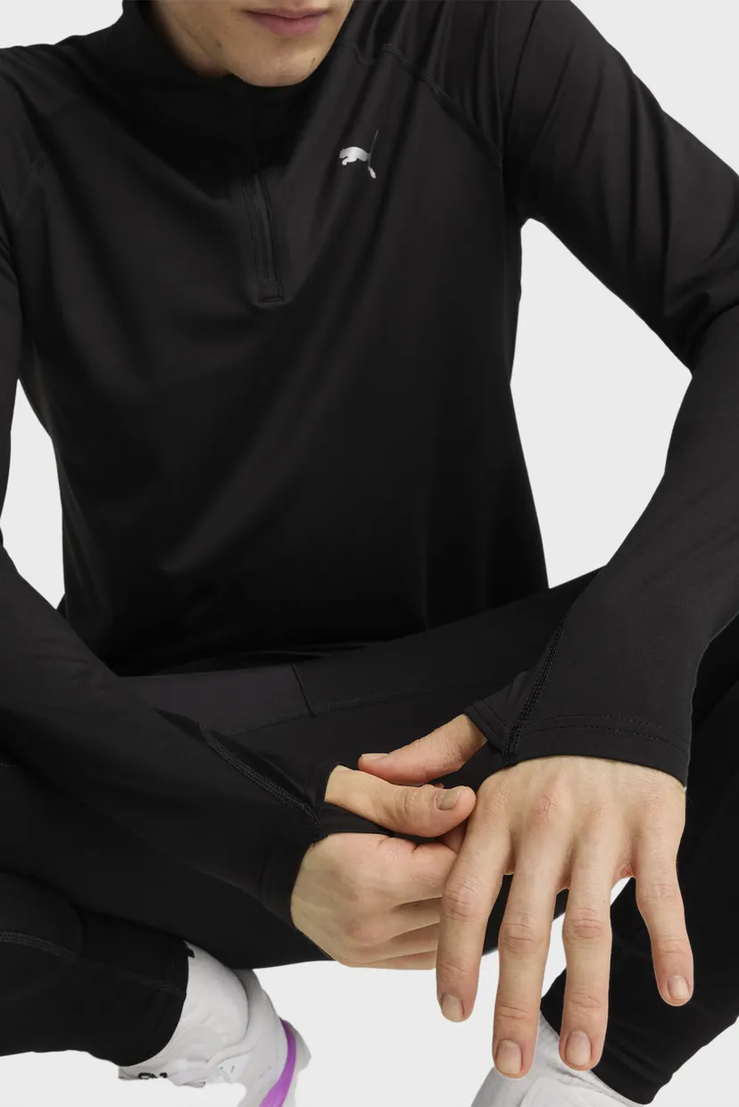 Мужской черный лонгслив VELOCITY CLOUDSPUN Running Quarter-Zip Top Men 4
