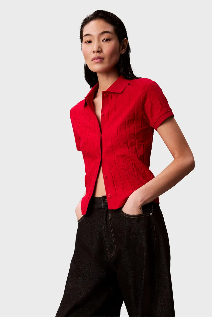 Женское красное поло JACQUARD 5