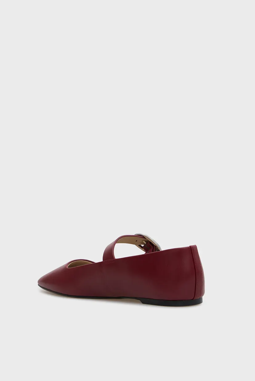Женские бордовые кожаные балетки SQUARED BALLERINA 5
