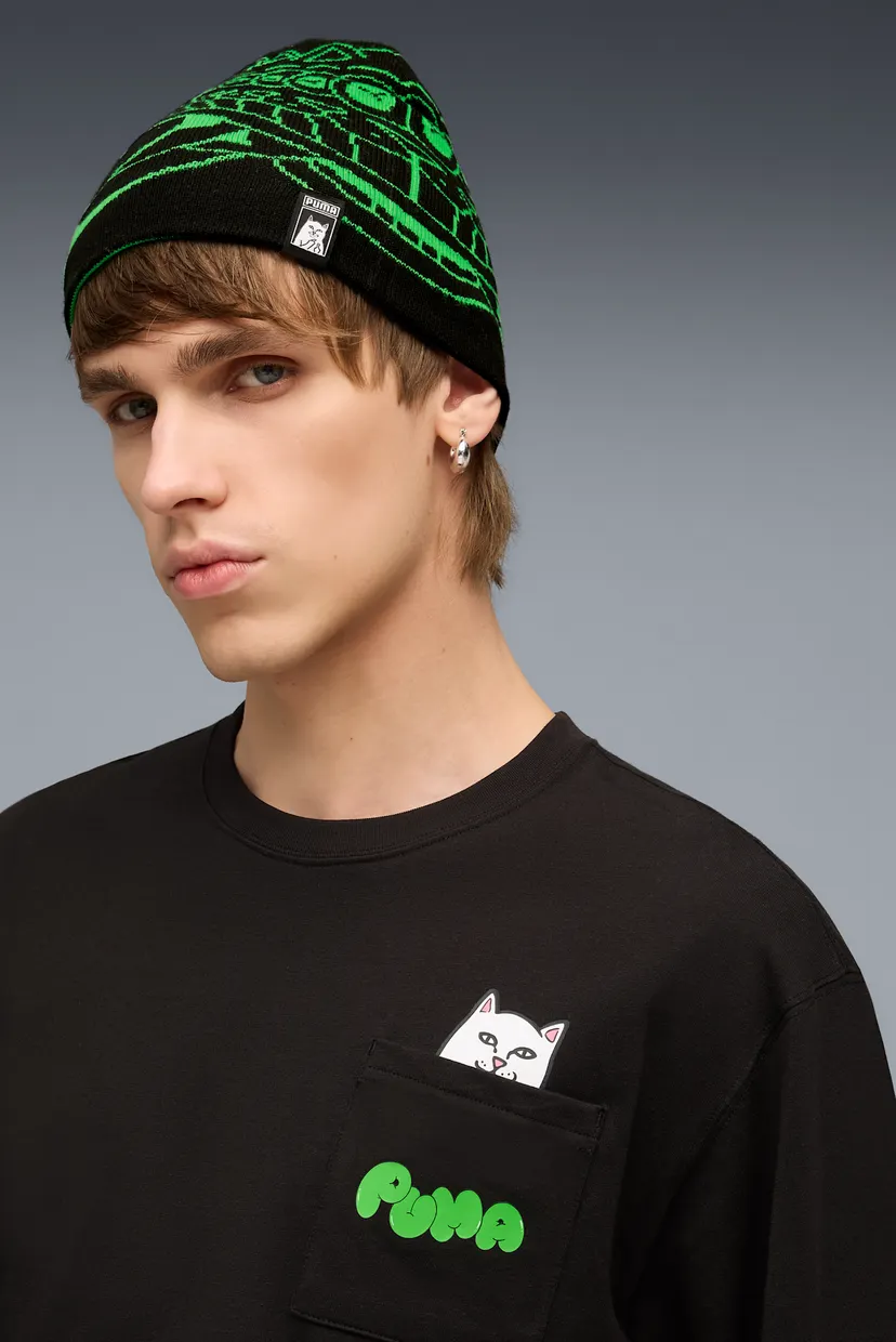 Черная двухсторонняя шапка PUMA x RIPNDIP Beanie 3