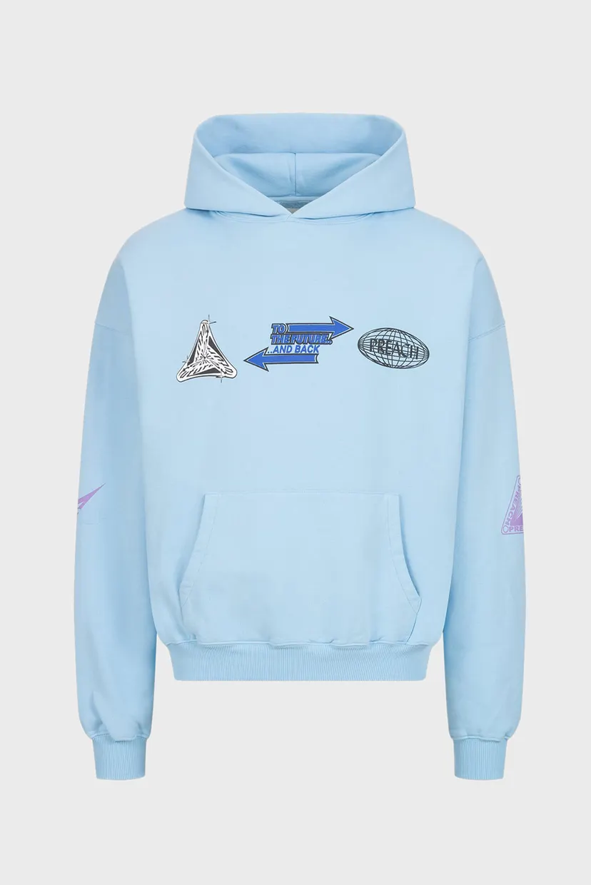 Чоловіче блакитне худі Oversized Multi Logo H GOTS 7