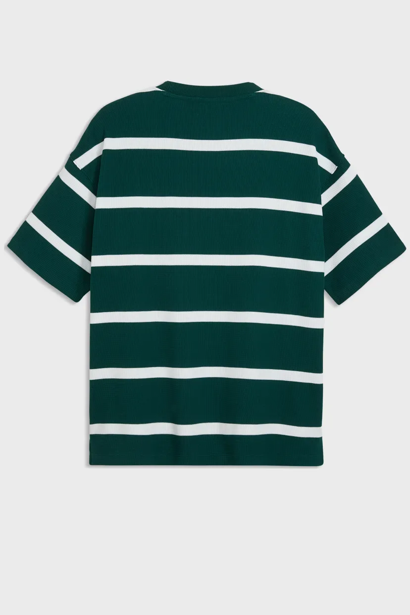 Чоловіча зелена футболка у смужку Select Essentials Waffle Tee Men 5
