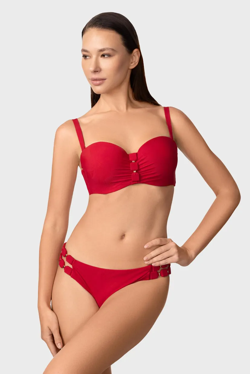 Женские красные жаккардовые трусики от купальника 4