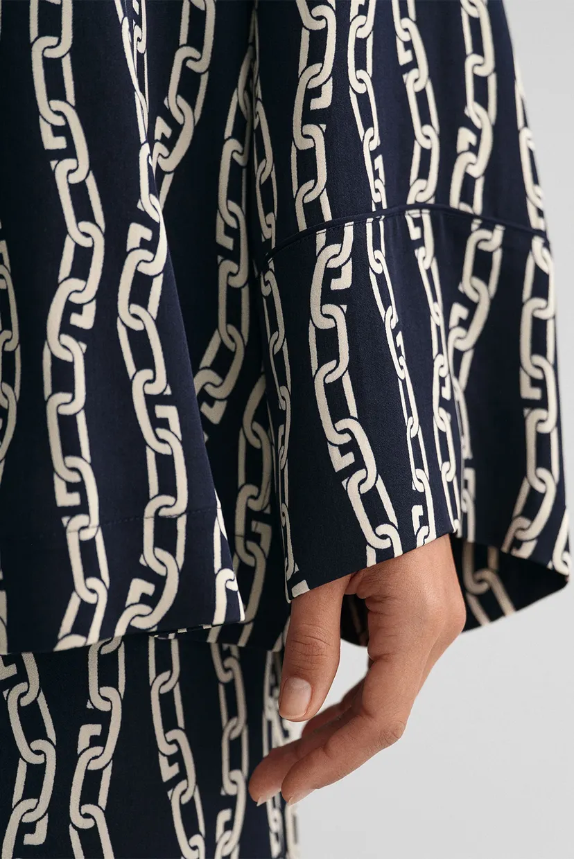 Женская темно-синяя блуза с узором RELAXED CHAIN PRINT PYJAMA 6