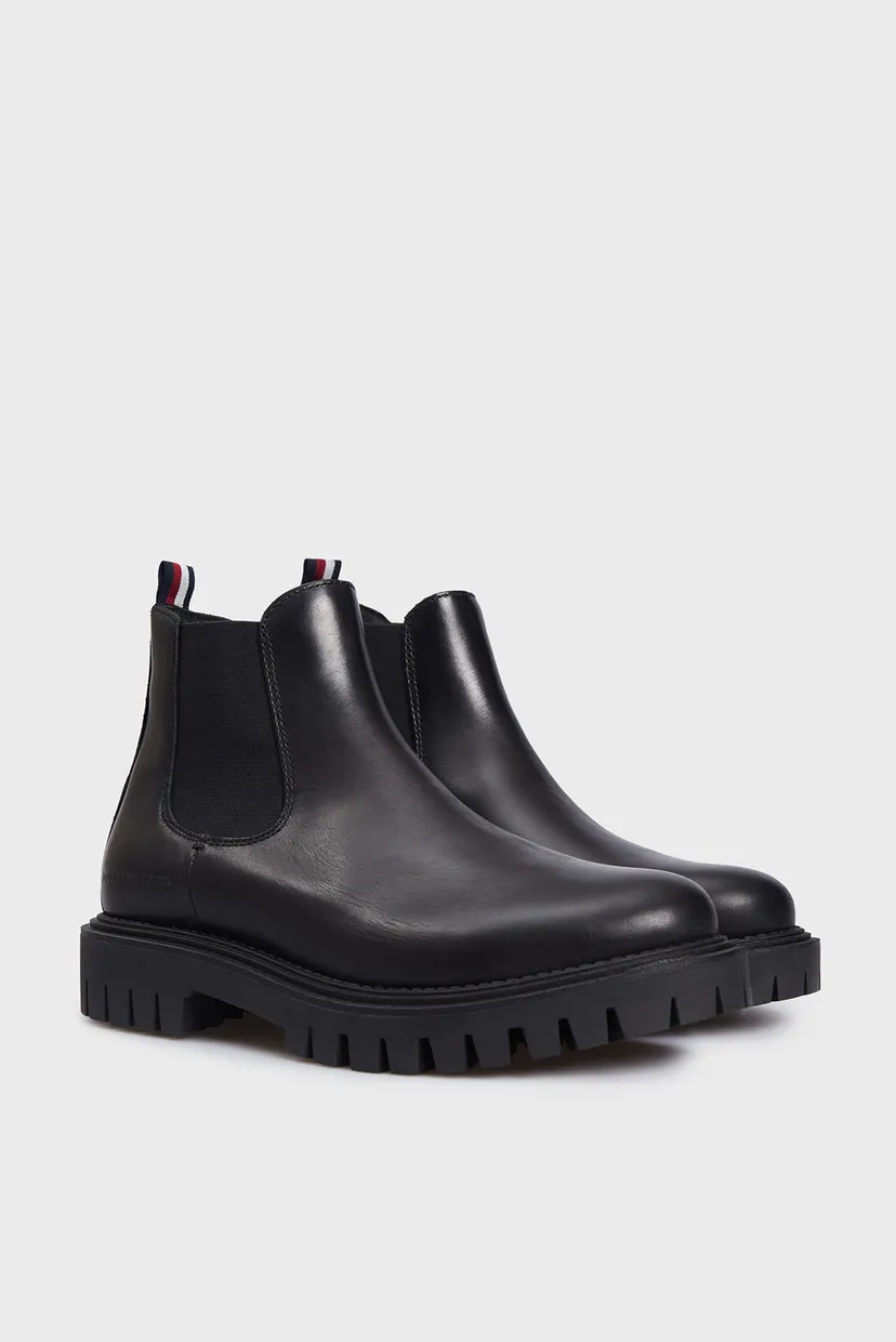 Мужские черные кожаные челси PREMIUM CASUAL CHUNKY LTH CHELS 3
