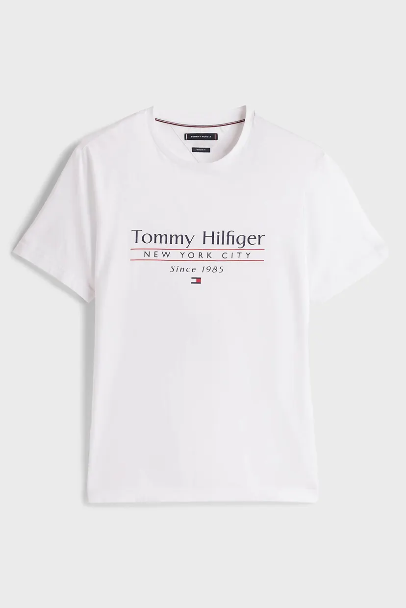 Чоловіча біла футболка HILFIGER CENTER STACK TEE 5