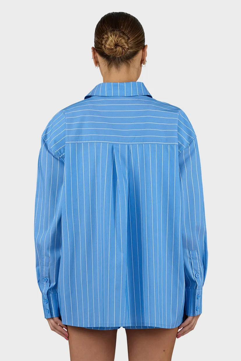 Жіноча блакитна сорочка у смужку Monro Oversized Blouse 4