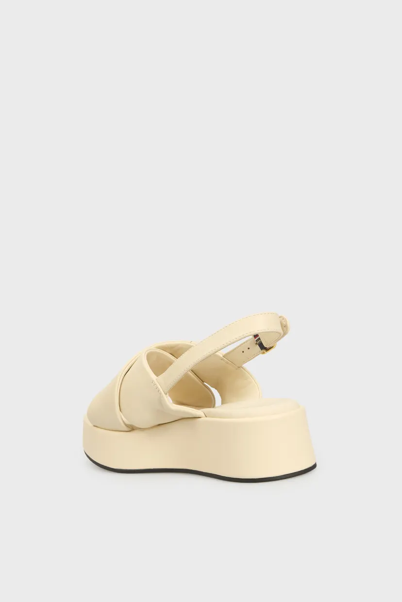 Жіночі білі шкіряні сандалі TH LOGO HW PADDED LEATHER SANDAL 5