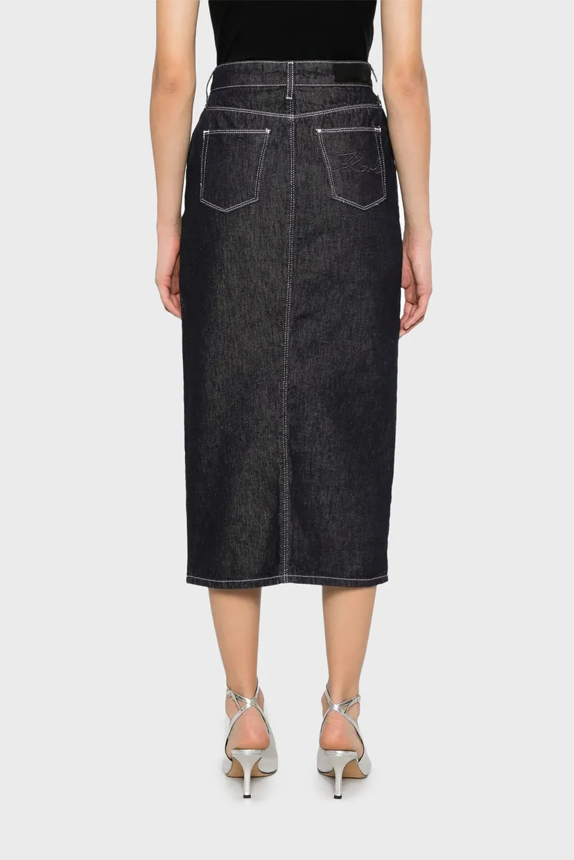 Жіноча темно-синя джинсова спідниця BUTTON DENIM SKIRT 3