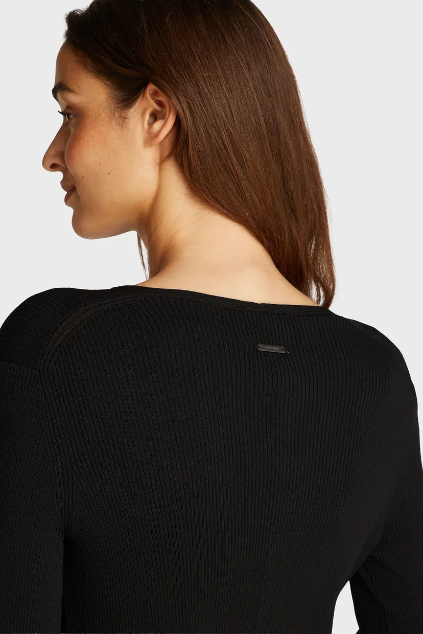 Женское черное платье ICONIC RIB SWEATER DRESS 3