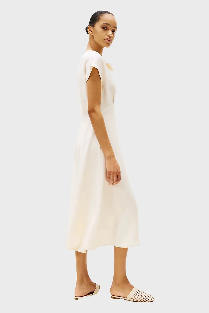 Жіноча біла сукня LINEN VIS KNOT TIE S/S DRESS 3