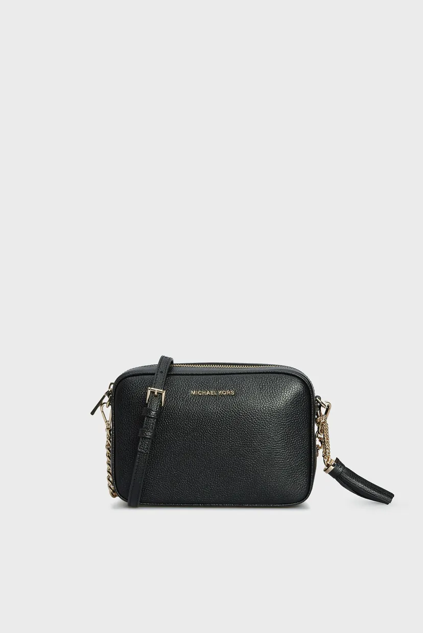 Женская черная кожаная сумка JET SET MD CAMERA BAG Michael Kors
