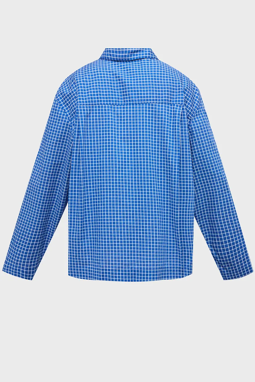 Чоловіча синя картата піжама (сорочка, брюки) POPLIN 5