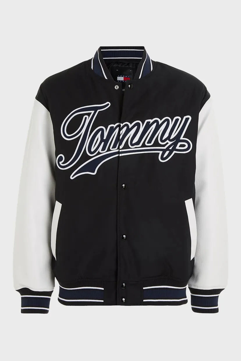 Мужской черный бомбер TJM LETTERMAN JACKET EXT 5