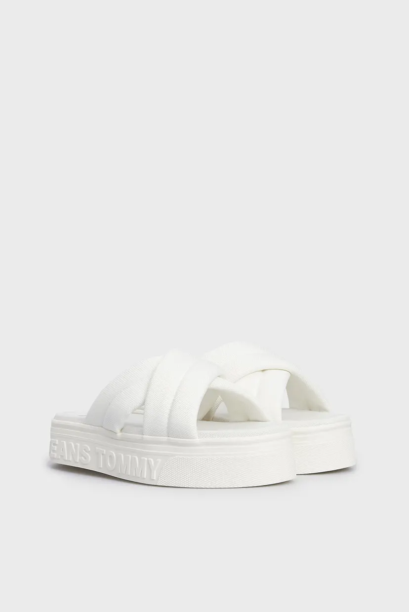 Жіночі білі слайдери TJW LETTERING FLATFORM SANDAL 3