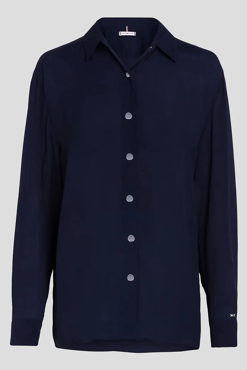 Жіноча темно-синя сорочка VISCOSE CREPE FLUID SHIRT LS 5