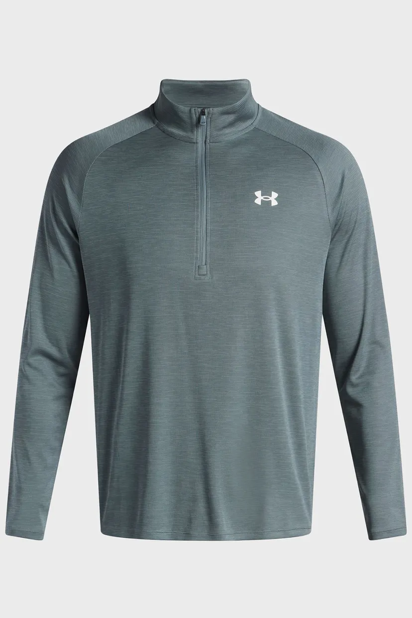 Чоловічий бірюзовий лонгслів UA Tech Textured 1/2 Zip 3