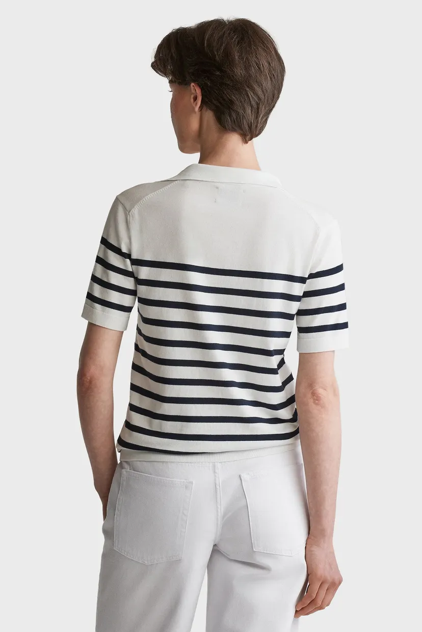 Жіноче біле поло у смужку FINE KNIT STRIPED 3