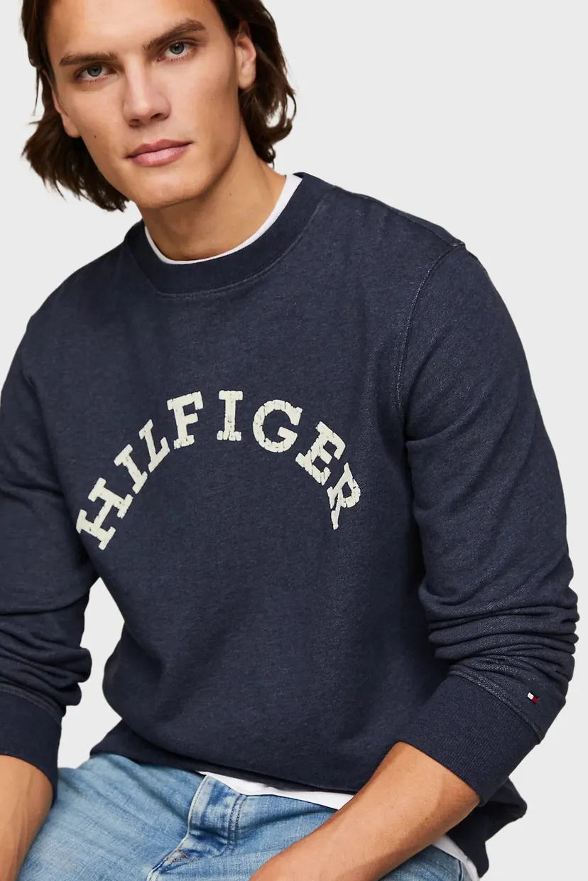 Мужской темно-синий свитшот HILFIGER ARCHED HTR 4