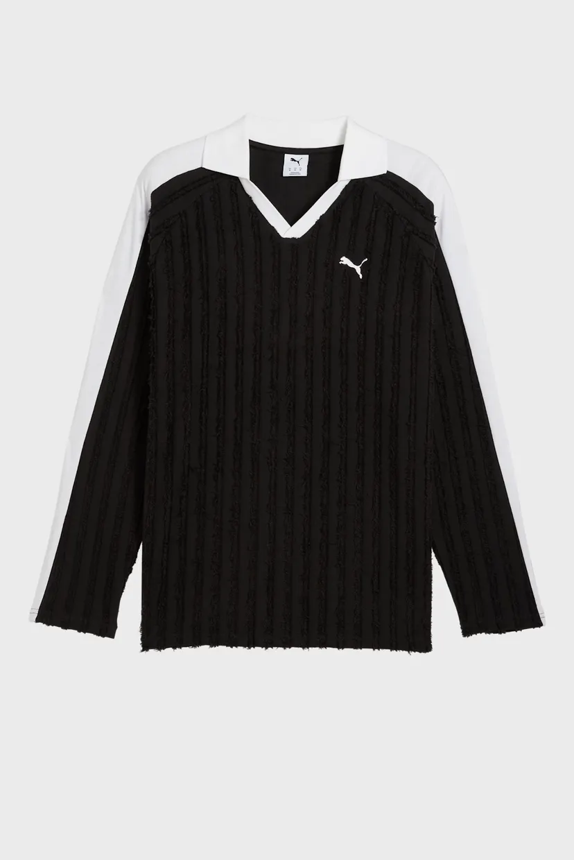 Мужской черный лонгслив T7 Relaxed Long Sleeve Polo Men 6