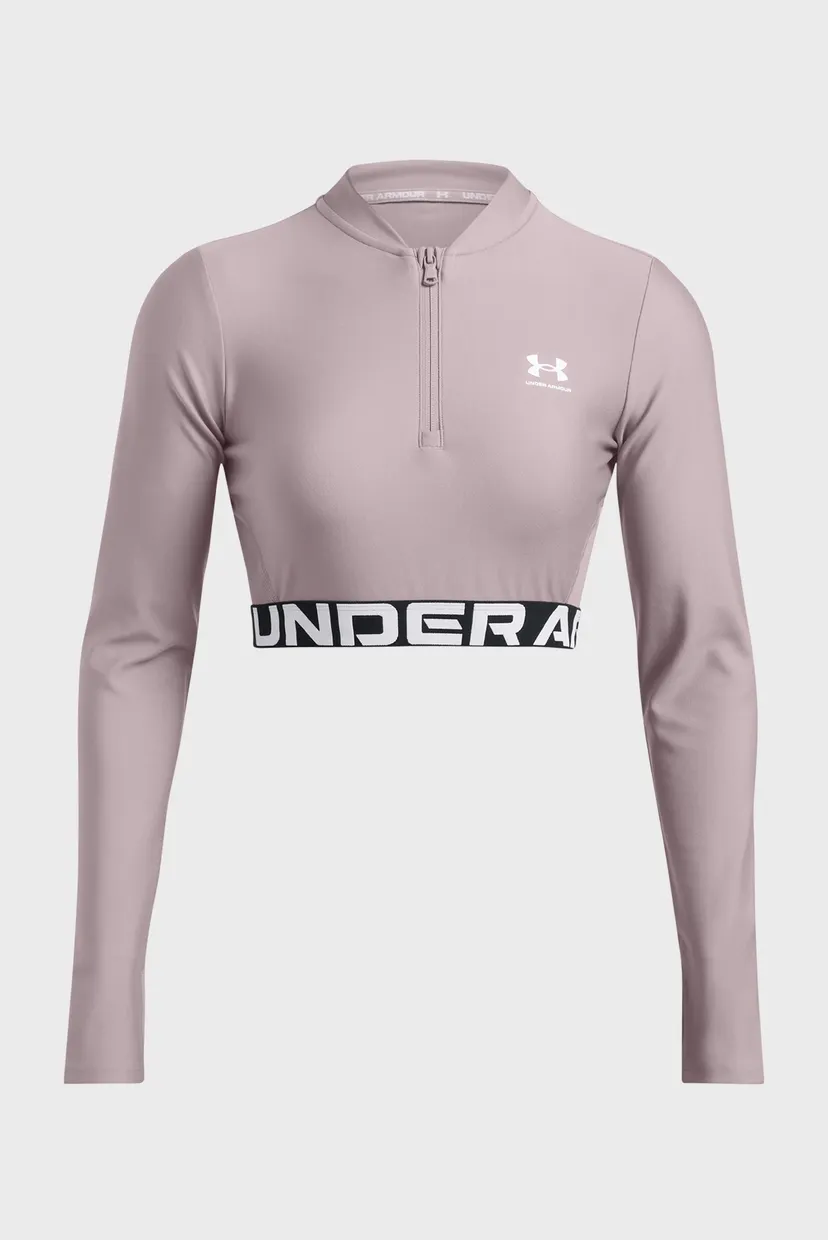 Жіночий пудровий лонгслів HeatGear Rib 1/4 Zip LS 3
