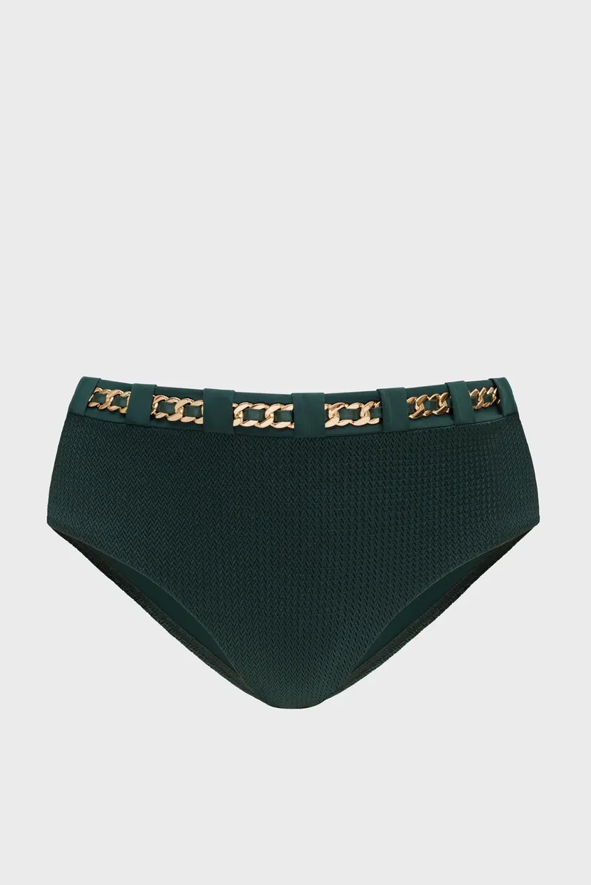 Женские темно-зеленые жаккардовые трусики от купальника 7