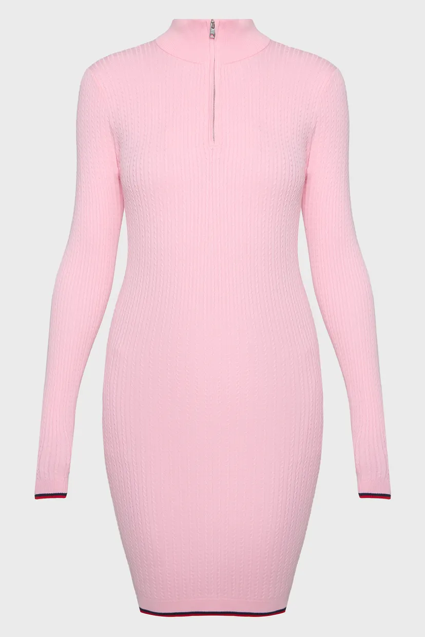 Женское розовое платье TJW 1/4 ZIP SWEATER CABLE DRESS 5