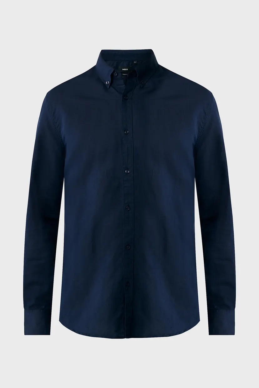 Чоловіча темно-синя лляна сорочка CALEB Basic linen shirt 5