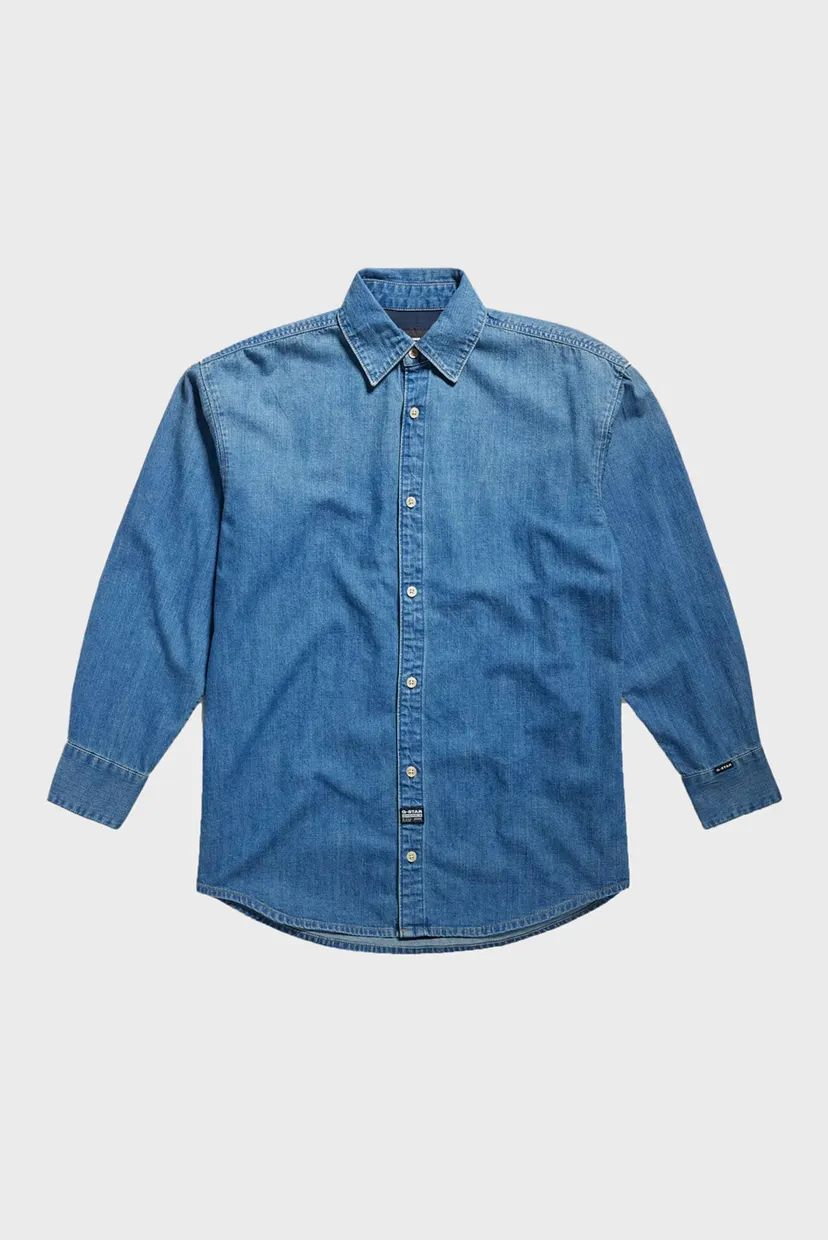 Женская синяя джинсовая рубашка Relaxed denim shirt pocketless 4