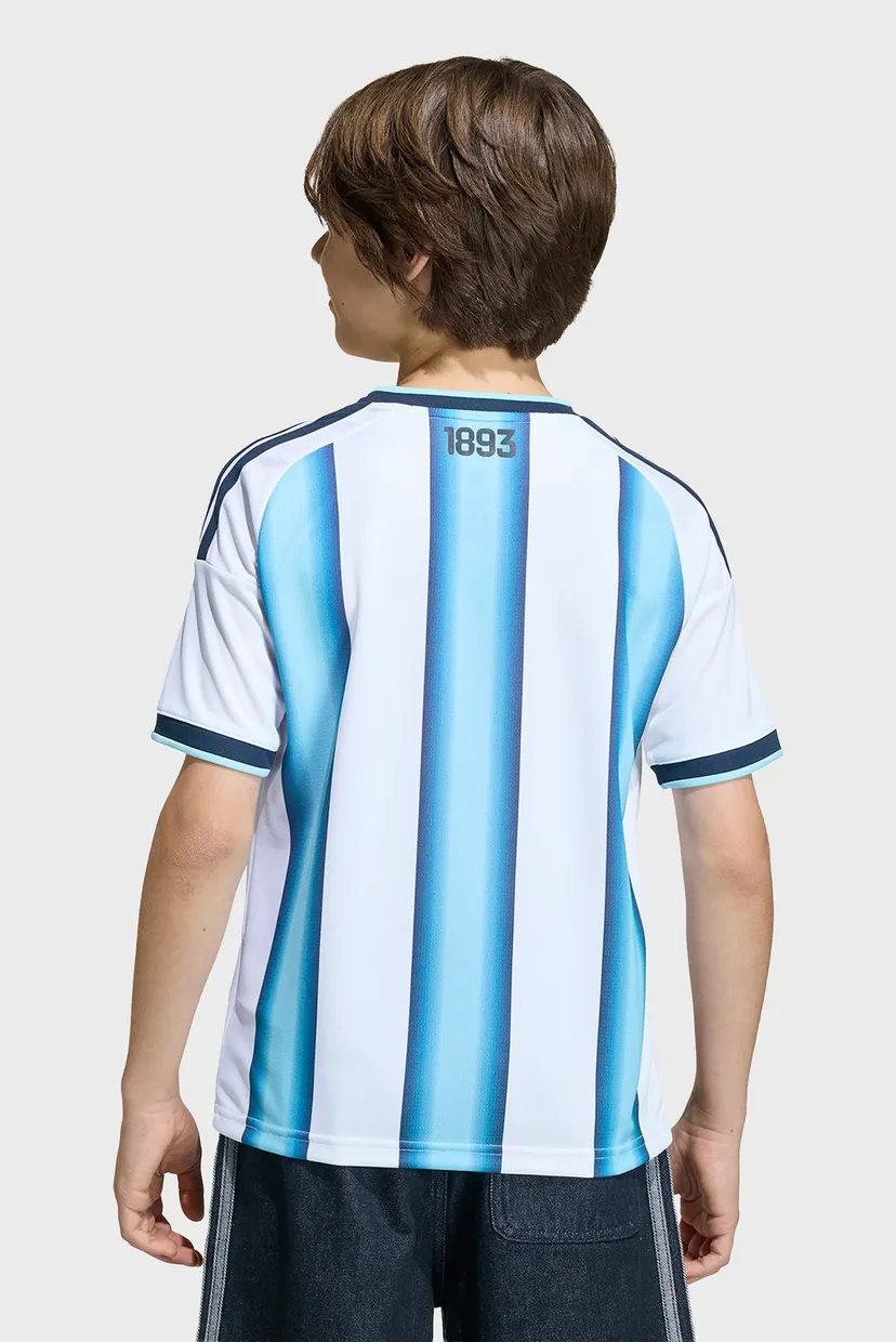 Детская белая футболка  в полоску Argentina 26 Home Replica Messi Kids 5