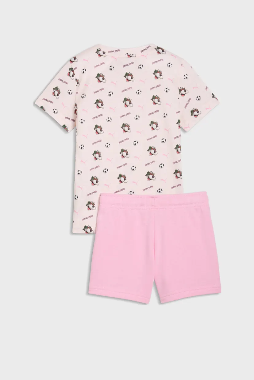 Дитячий рожевий комплект одягу з візерунком (футболка, шорти) Super PUMA Printed Tee and Shorts Set Kids 5
