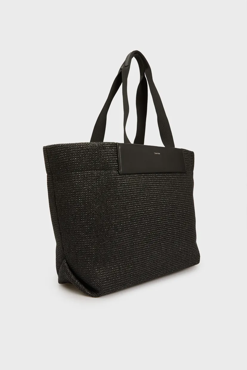 Жіноча чорна сумка CK RAFFIA LARGE SHOPPER 3