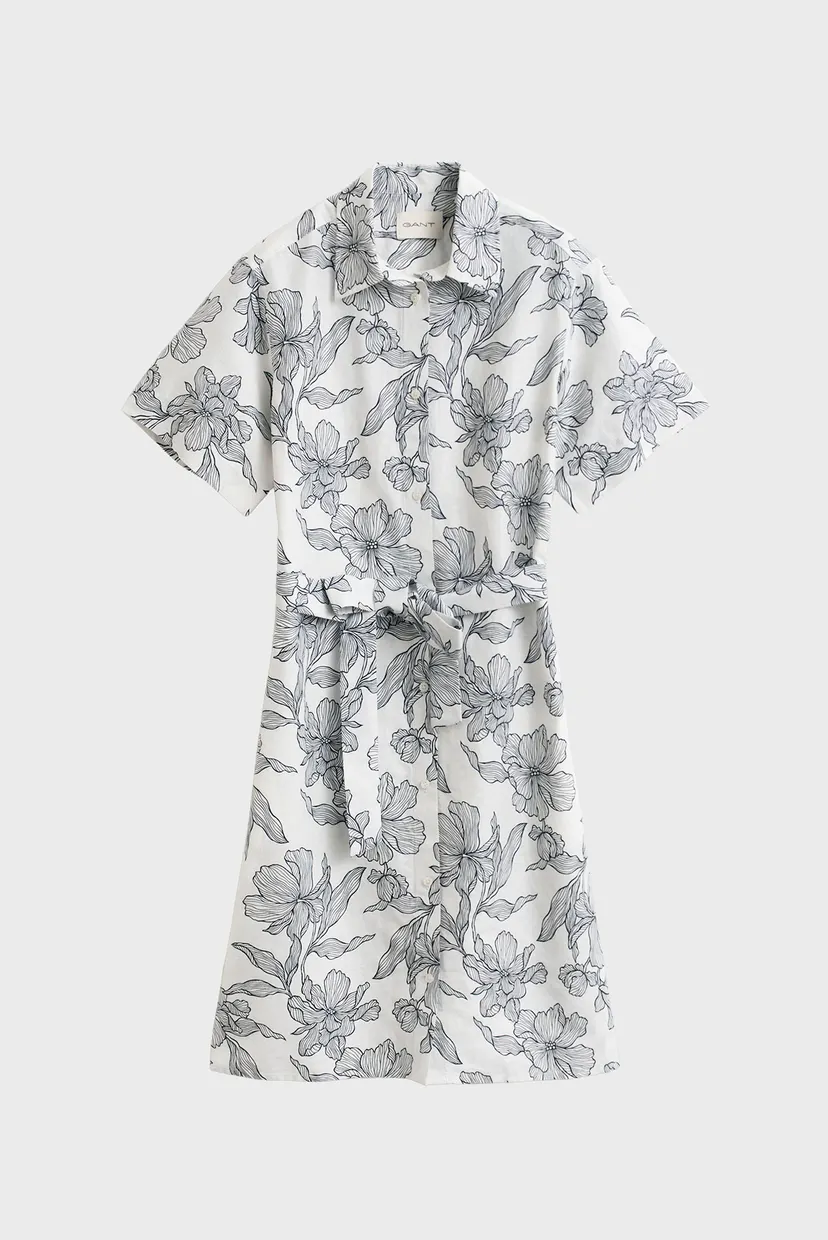 Жіноча біла лляна сукня з візерунком FLORAL 6
