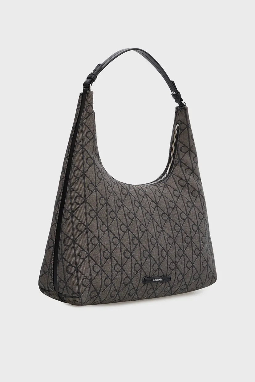 Жіноча темно-сіра сумка з візерунком EMBLEM JACQUARD SHOULDER 3