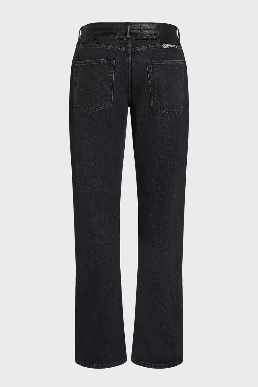 Чоловічі чорні джинси klj straight fauxleather denim 6