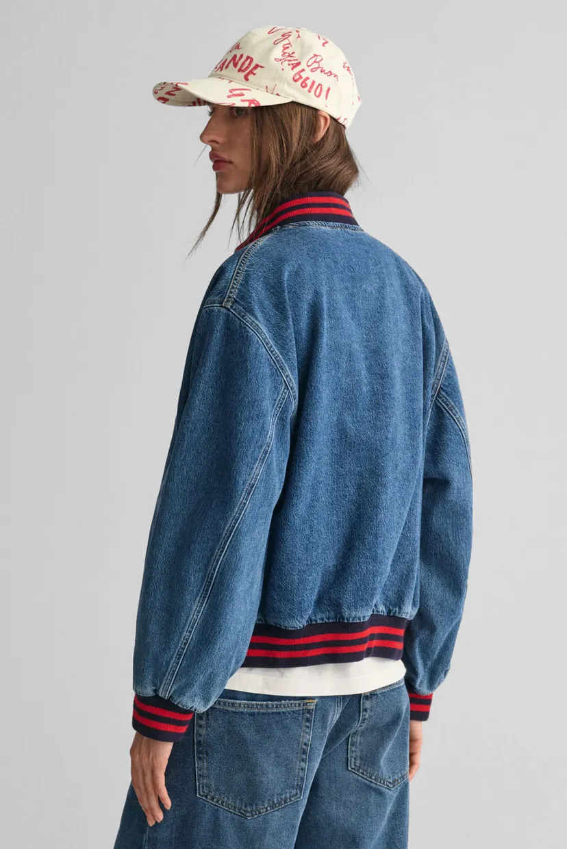 Жіночий синій джинсовий бомбер DENIM VARSITY 3